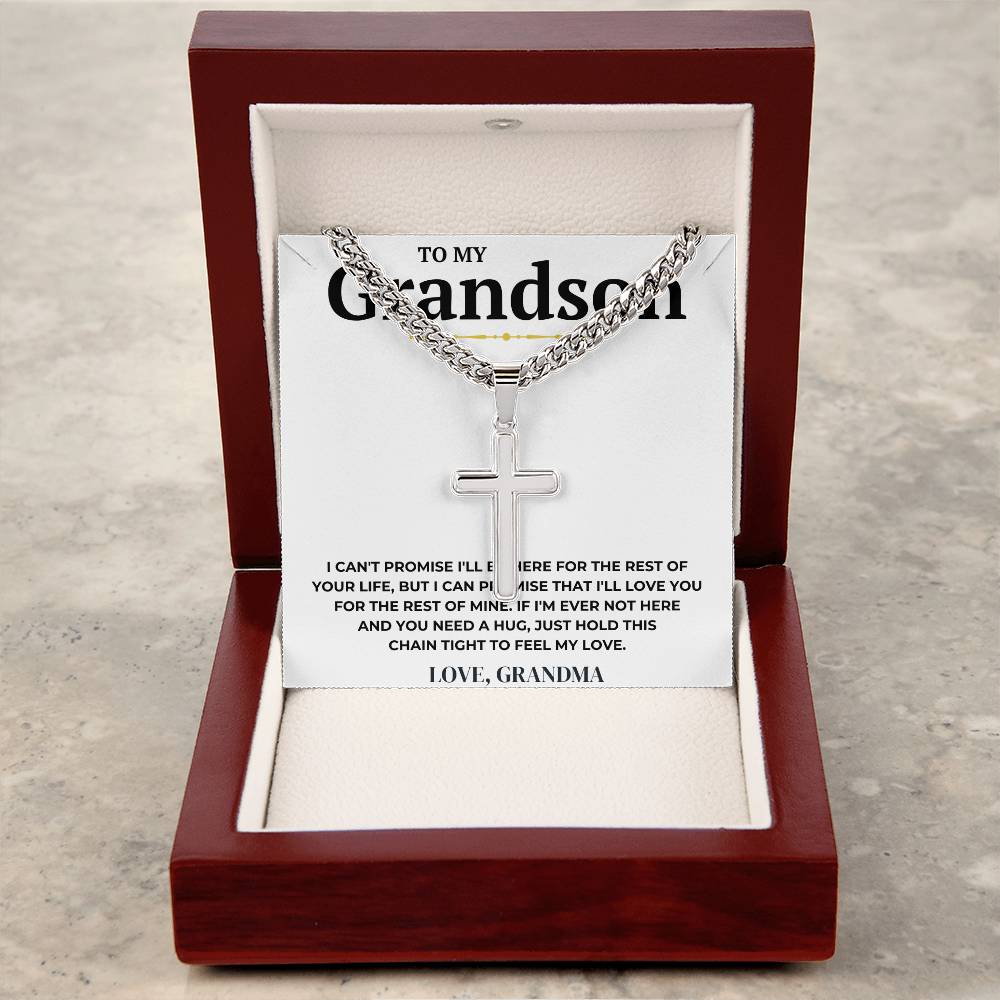 To My Grandson - Cuban Link Chain With Artisan Cross 2