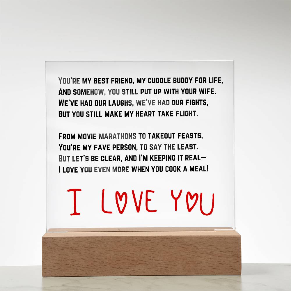 To my Husband - Acrylic w/ LED Light Wood Stand 3