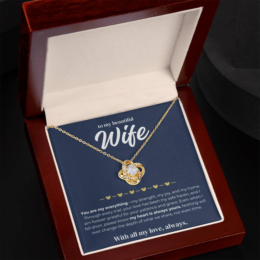 To My Beautiful Wife - Love Knot Necklace