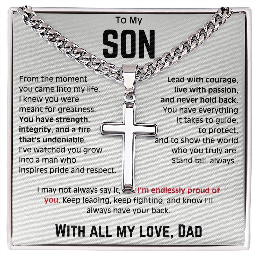 To My Son - Cuban Link Chain with Artisan Cross 1
