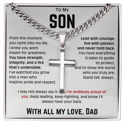 To My Son - Cuban Link Chain with Artisan Cross 1