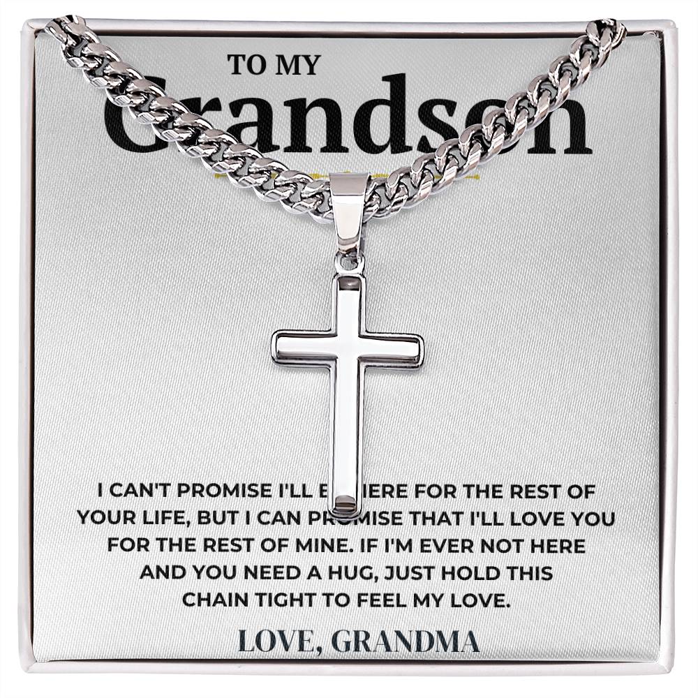To My Grandson - Cuban Link Chain With Artisan Cross 2