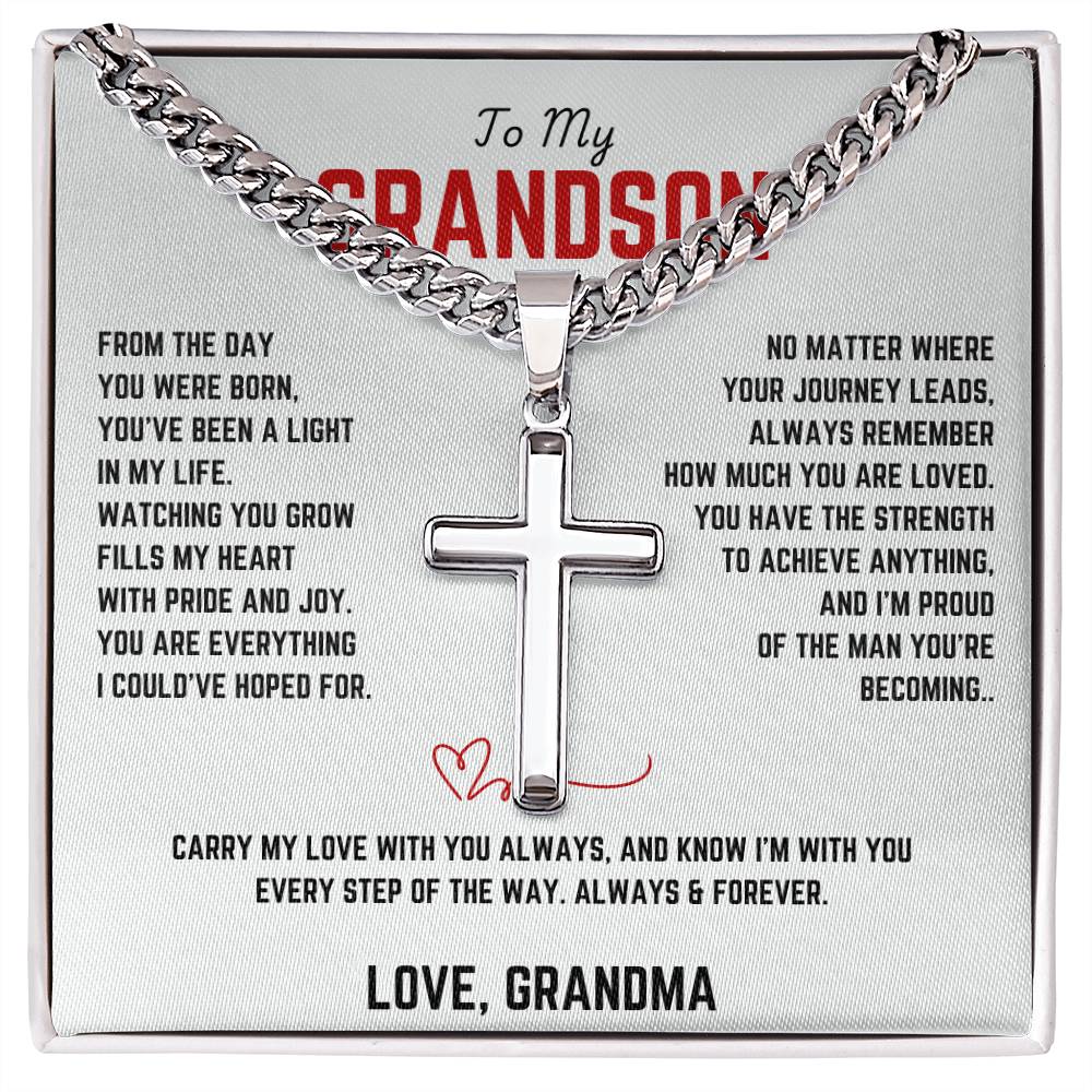 To My Grandon - Cuban Link Chain With Artisan Cross 4