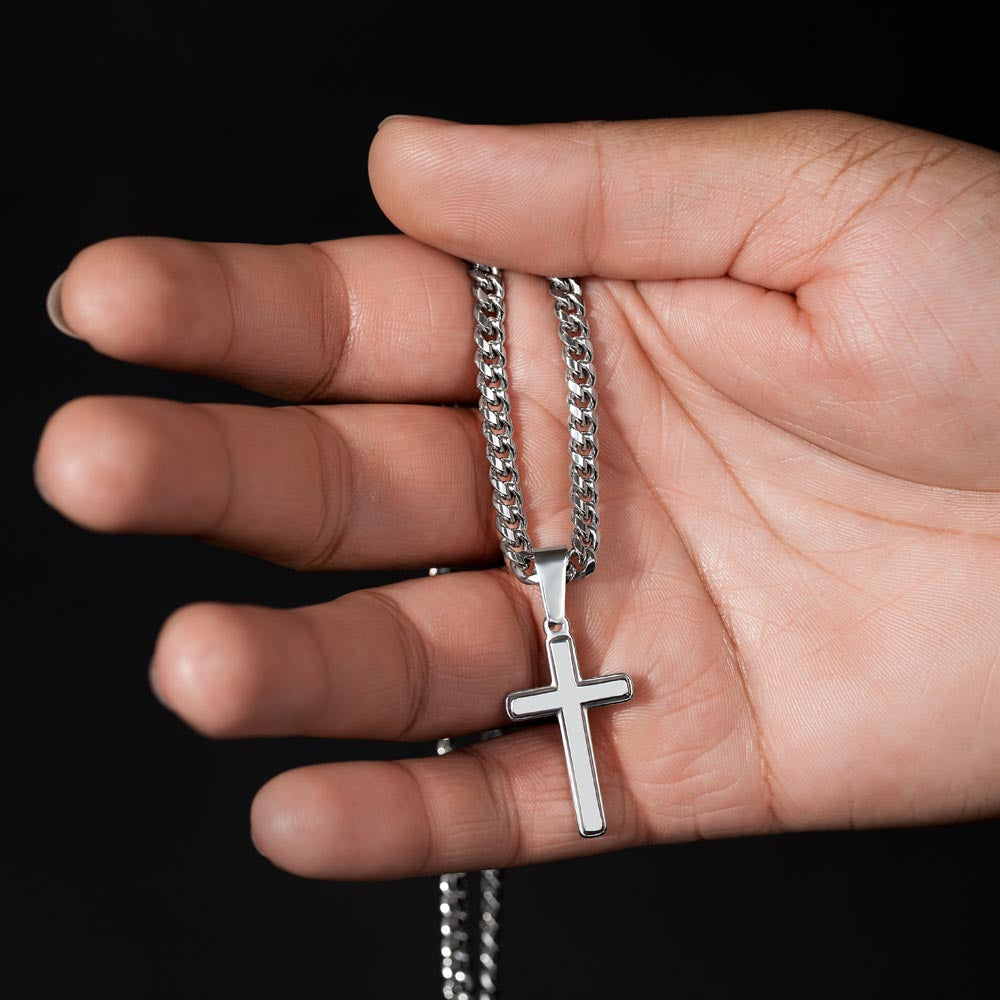 To My Grandon - Cuban Link Chain With Artisan Cross 4