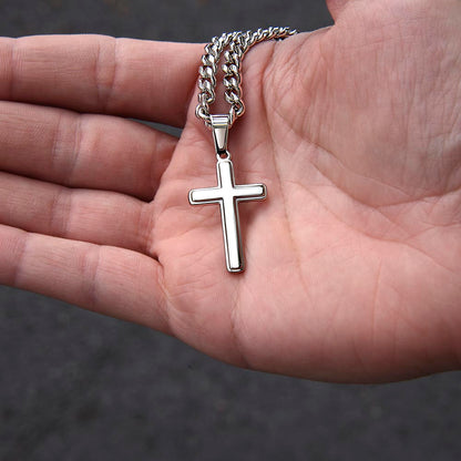 To My Grandson - Cuban Link Chain With Artisan Cross 3