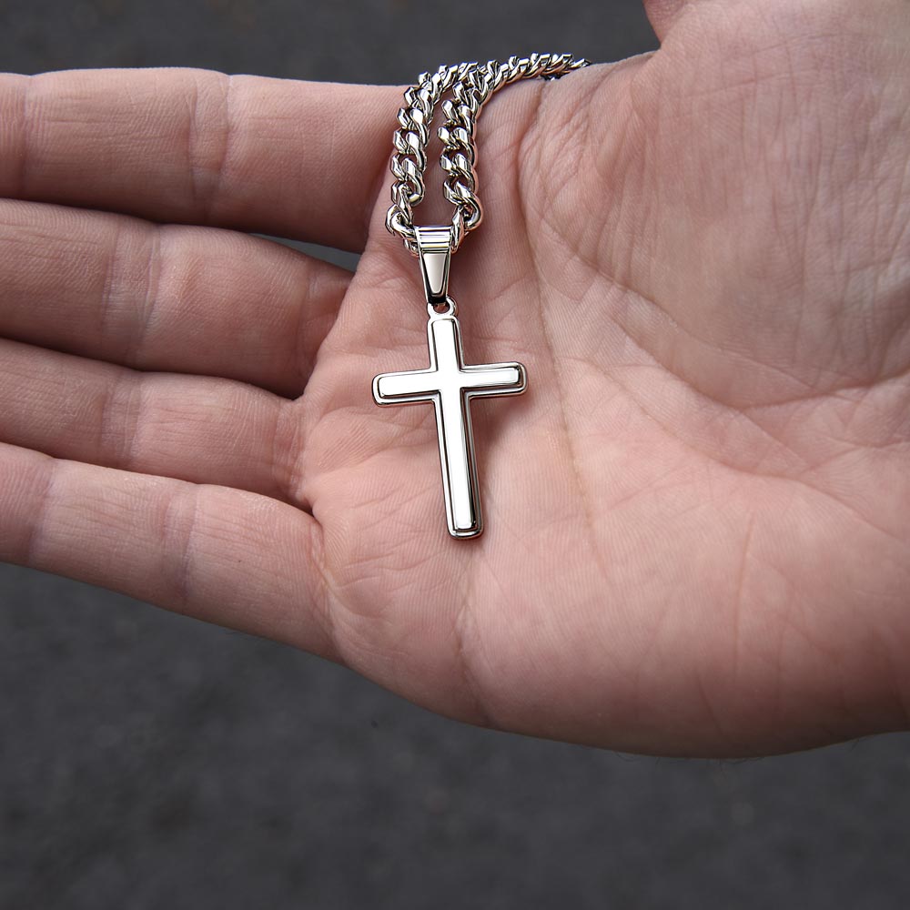 To My Grandson - Cuban Link Chain With Artisan Cross 2