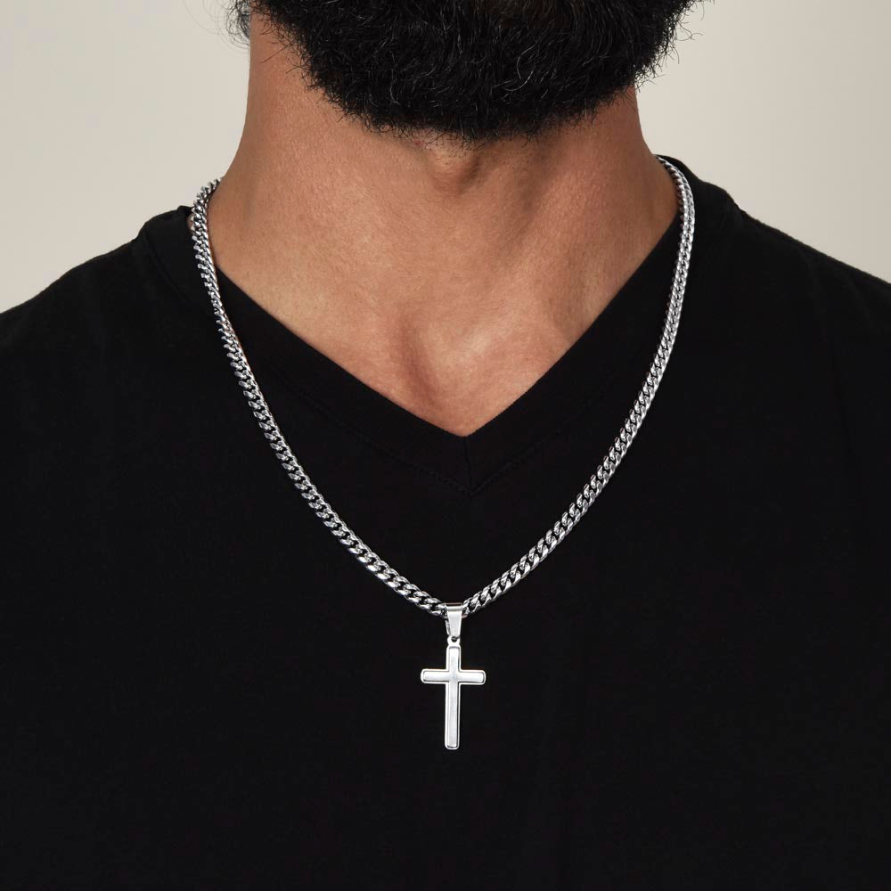 To My Grandon - Cuban Link Chain With Artisan Cross 4