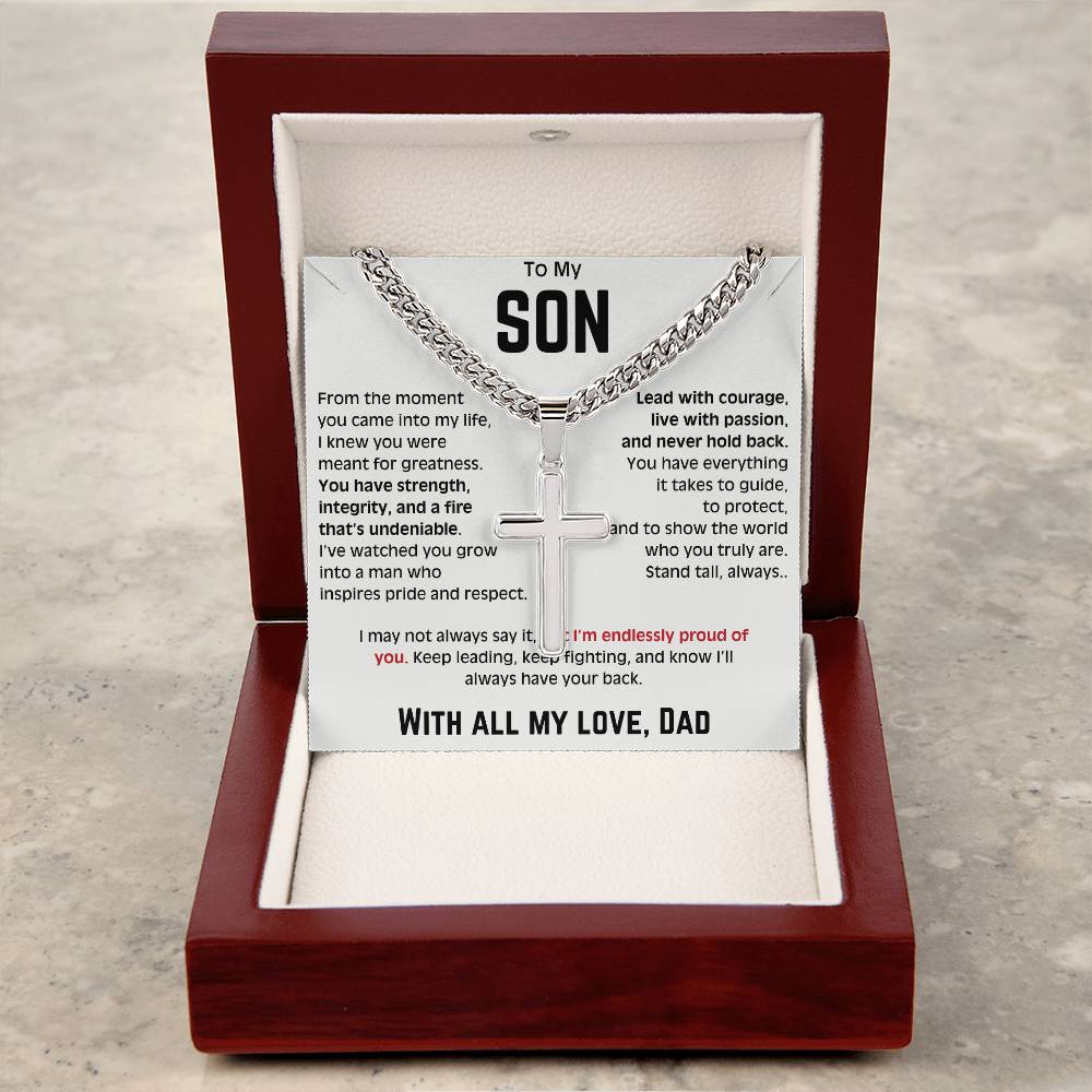 To My Son - Cuban Link Chain with Artisan Cross 1