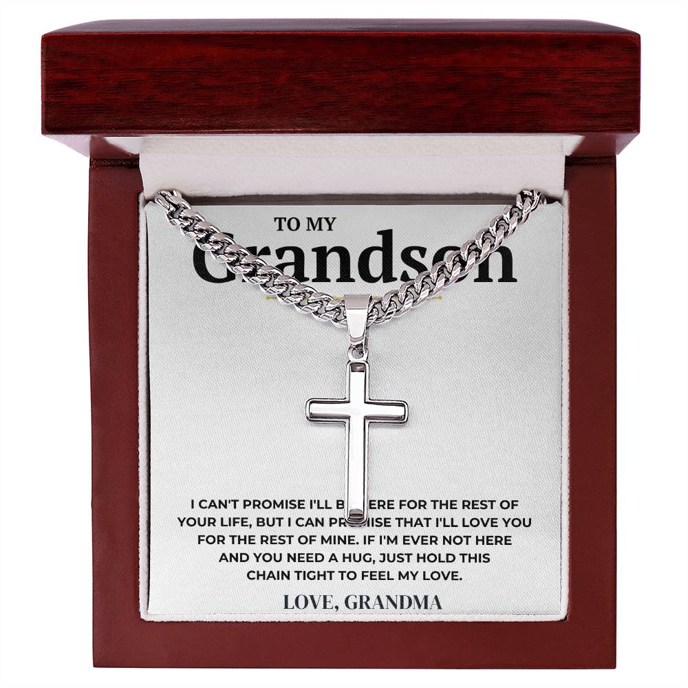 To My Grandson - Cuban Link Chain With Artisan Cross 2