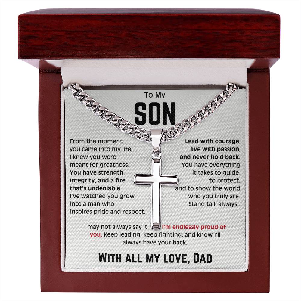 To My Son - Cuban Link Chain with Artisan Cross 1