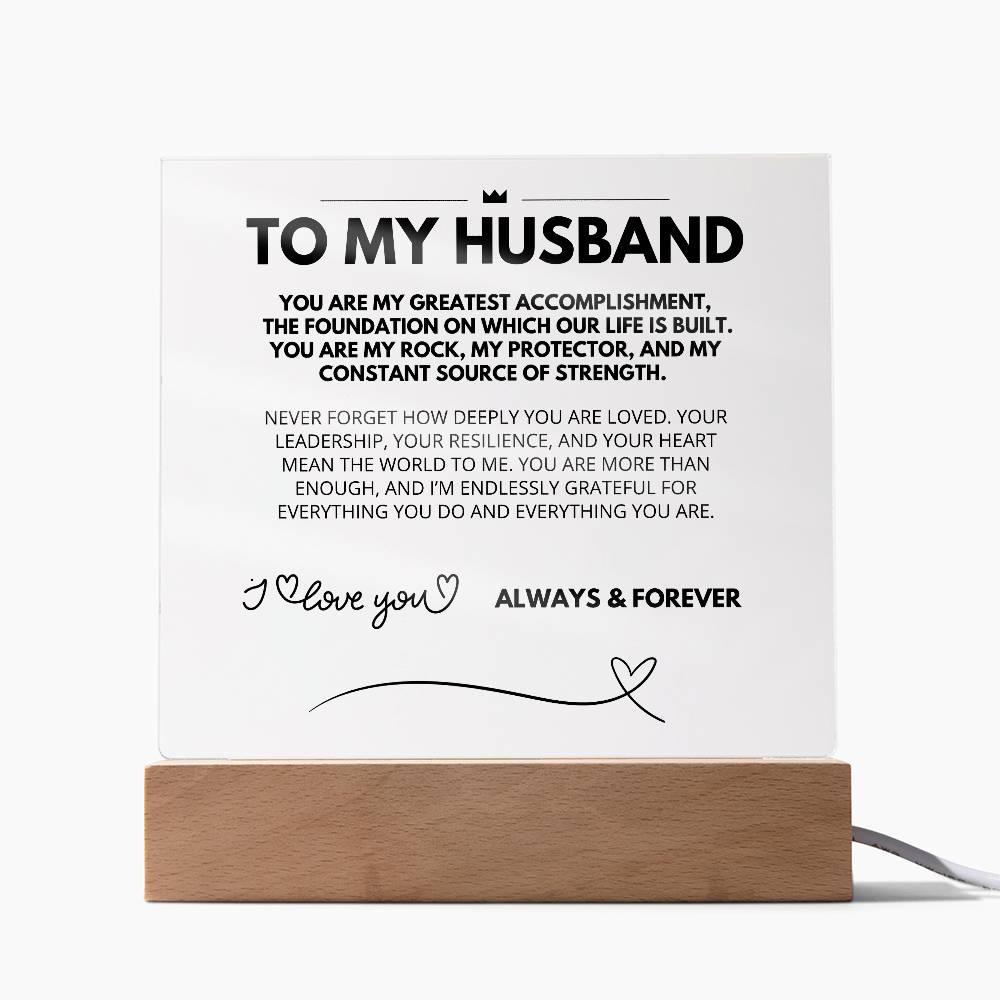 To My Husband - Acrylic w/ LED Light Wood Stand 5