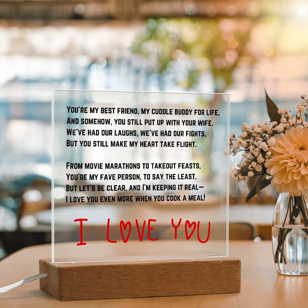 To my Husband - Acrylic w/ LED Light Wood Stand 3