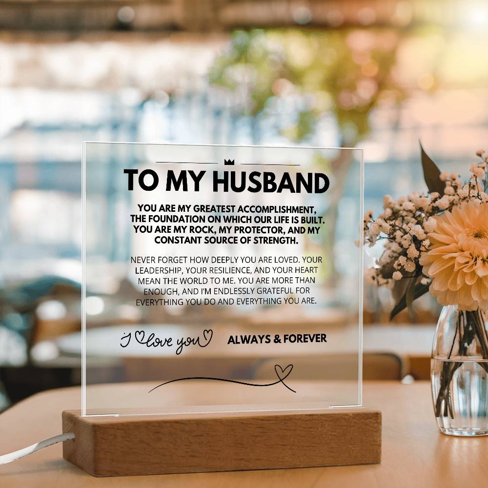 To My Husband - Acrylic w/ LED Light Wood Stand 5