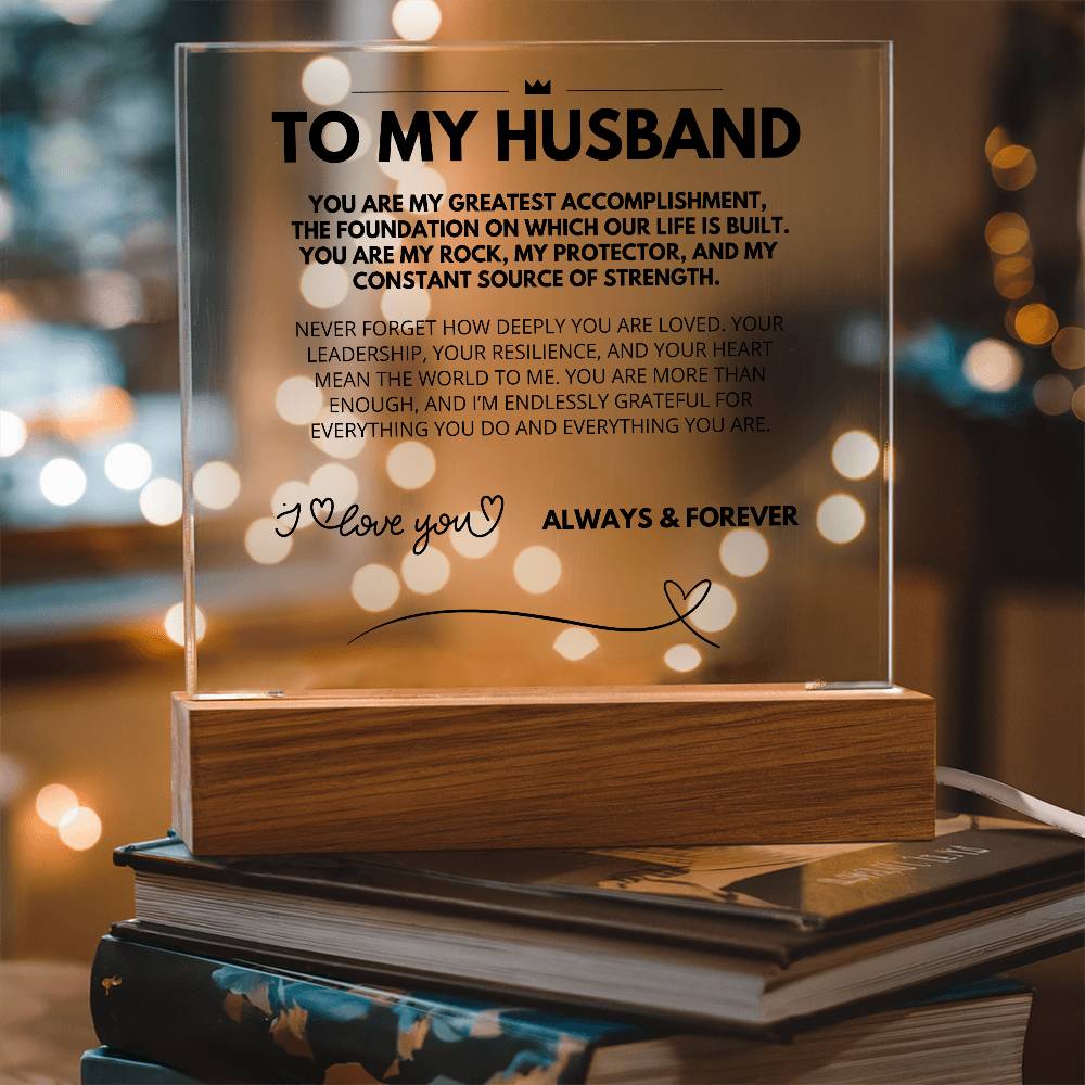 To My Husband - Acrylic w/ LED Light Wood Stand 5