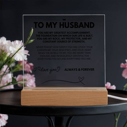 To My Husband - Acrylic w/ LED Light Wood Stand 5