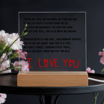 To my Husband - Acrylic w/ LED Light Wood Stand 2