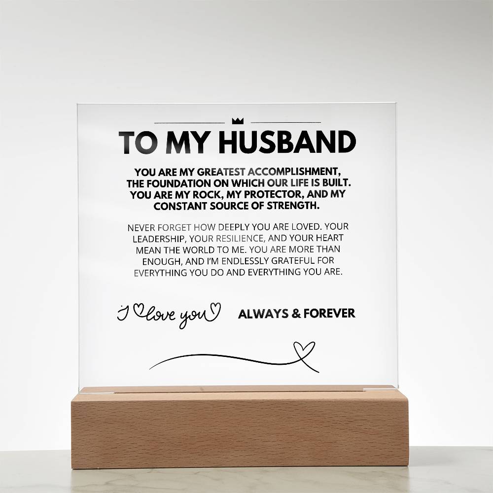 To My Husband - Acrylic w/ LED Light Wood Stand 5
