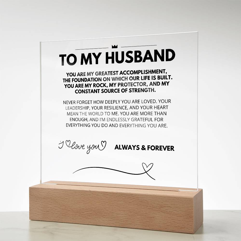 To My Husband - Acrylic w/ LED Light Wood Stand 5