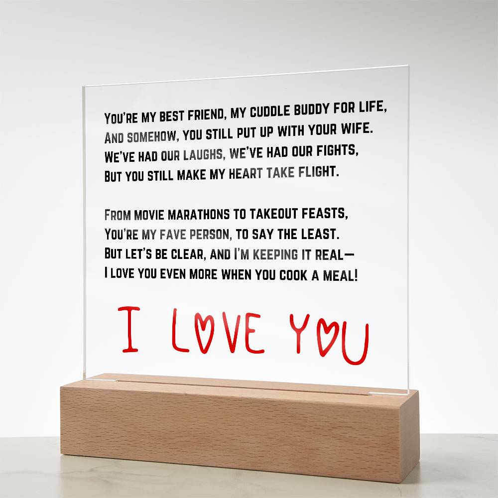 To my Husband - Acrylic w/ LED Light Wood Stand 3