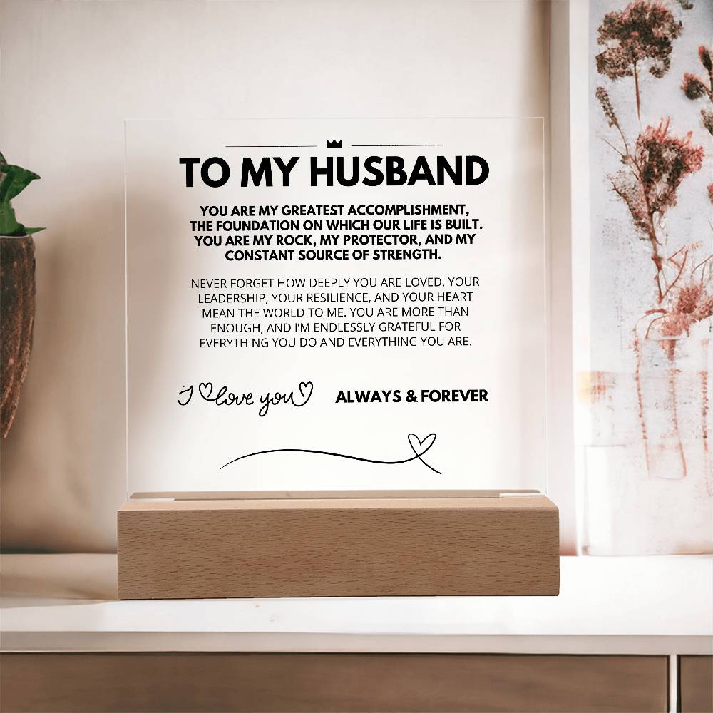 To My Husband - Acrylic w/ LED Light Wood Stand 5
