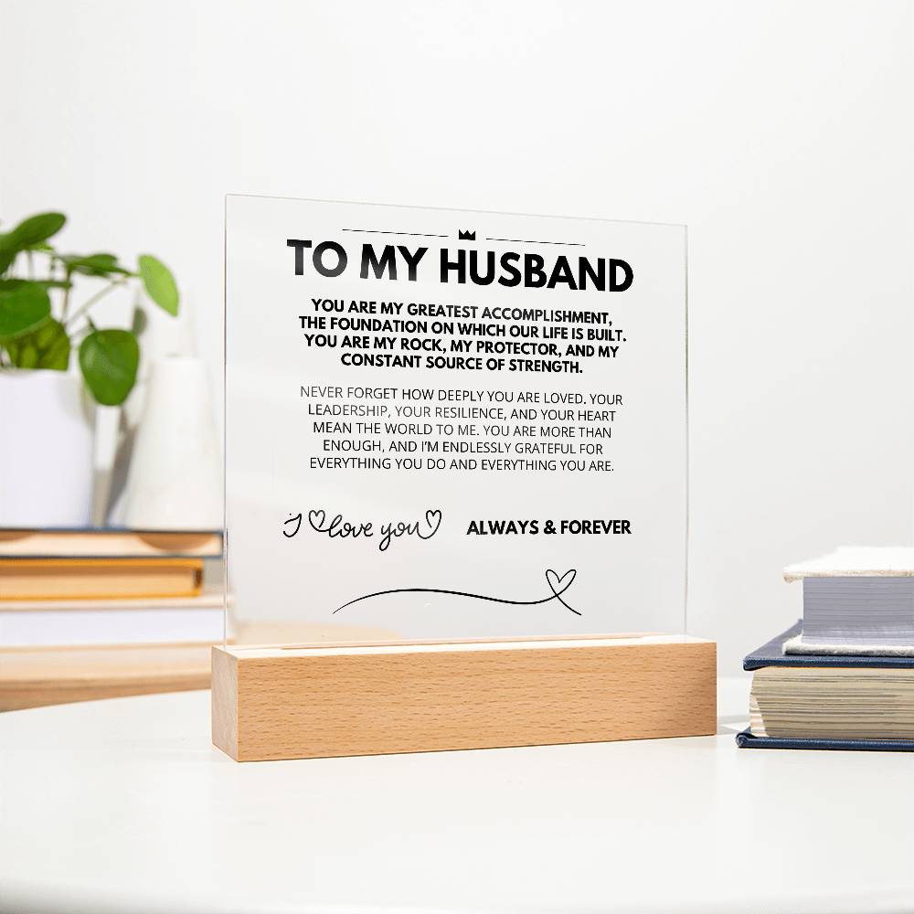 To My Husband - Acrylic w/ LED Light Wood Stand 5