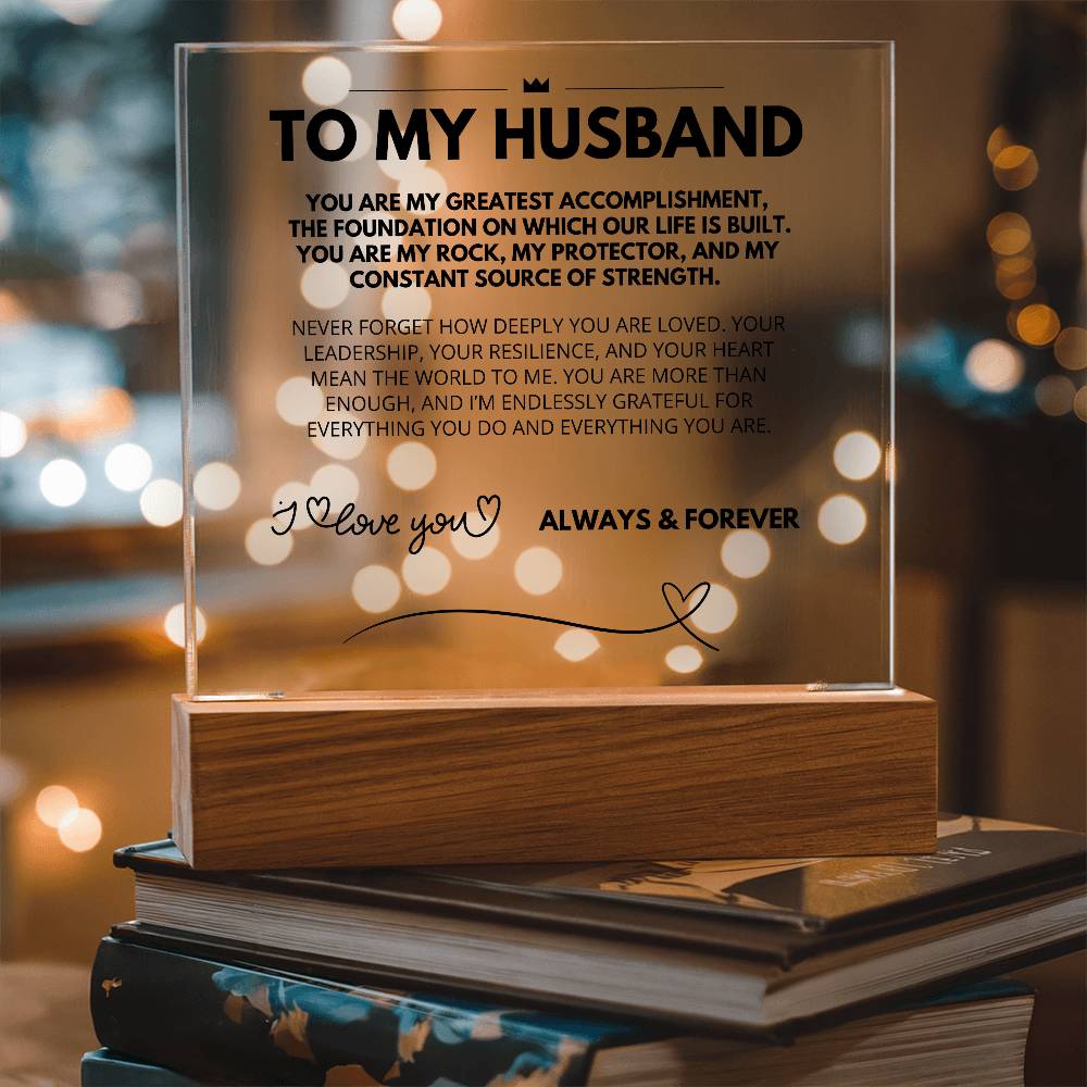 To My Husband - Acrylic w/ LED Light Wood Stand 5